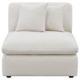 Hobson Ivory Upholstered Armless Chair side angle showing cushion detail