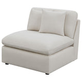 Hobson Upholstered Armless Chair ivory fabric close-up