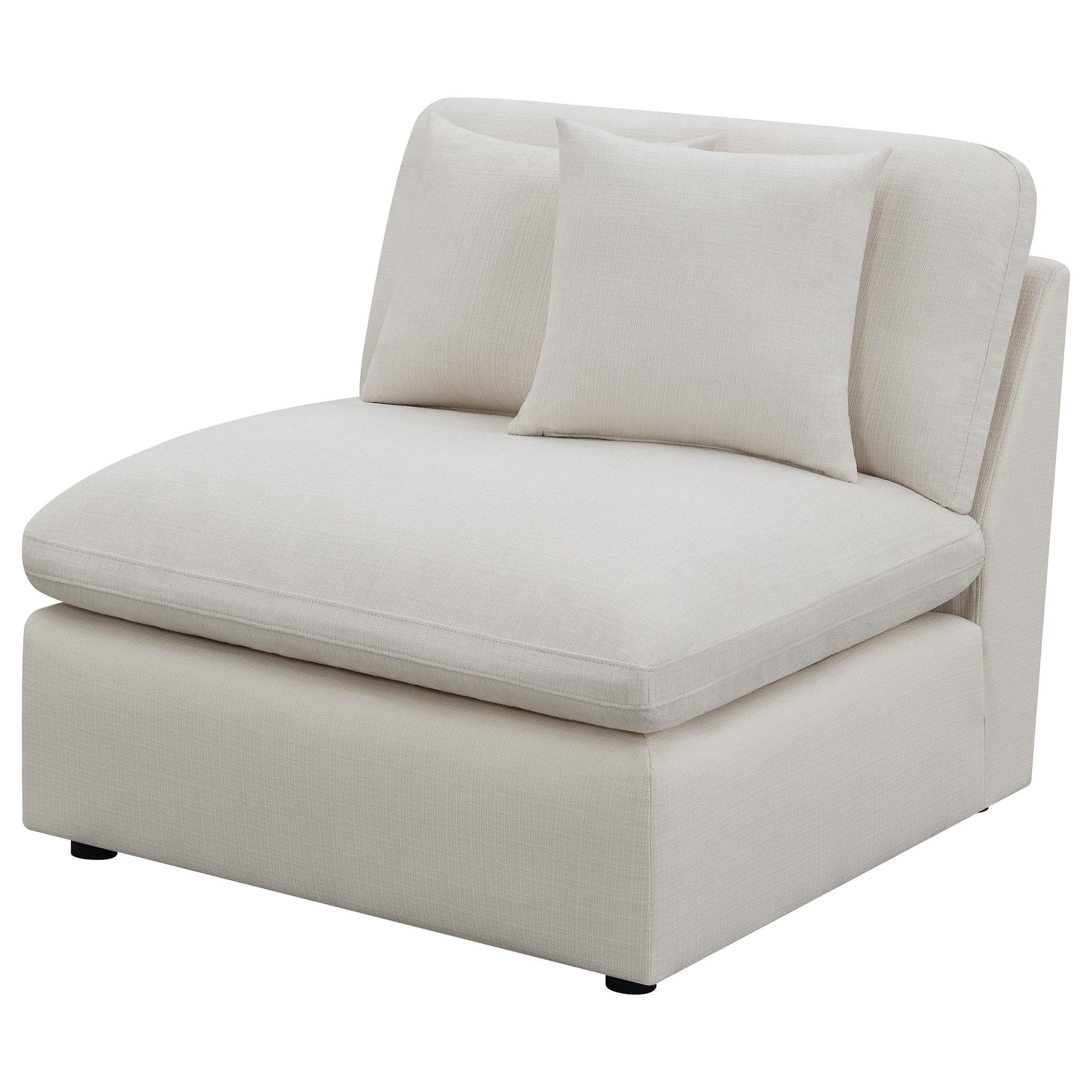 Hobson Upholstered Armless Chair ivory fabric close-up