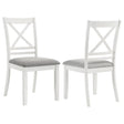 Hollis Cross Back White Wood Dining Side Chair set front angle