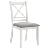 Close-up of X-cross back detail on Hollis dining chair