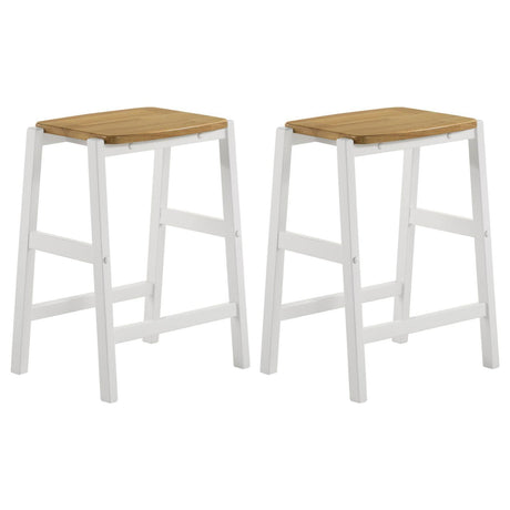 Hollis wood counter height backless bar stool front angle