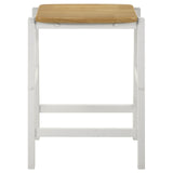 Hollis wood sawhorse base of backless bar stool