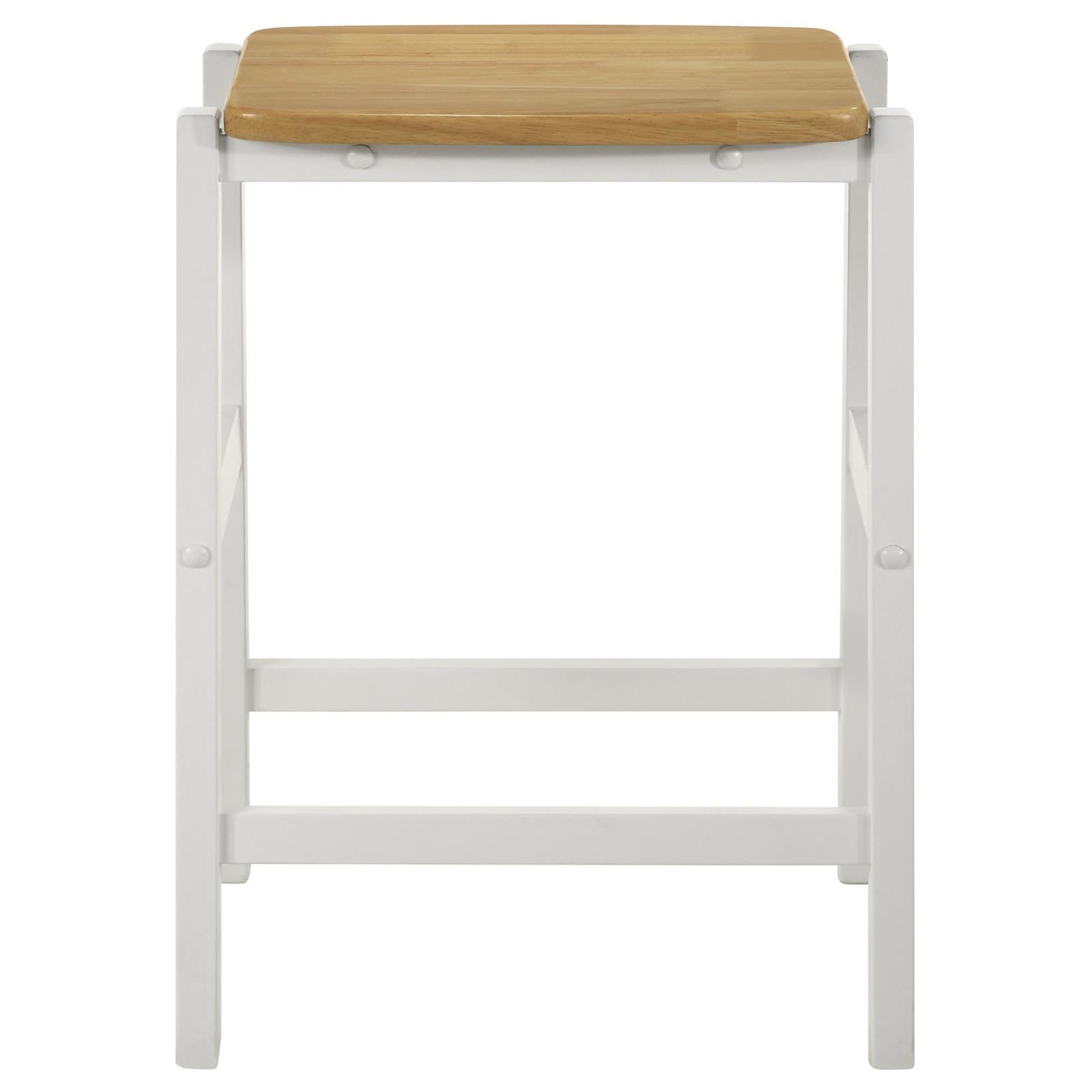 Hollis wood sawhorse base of backless bar stool