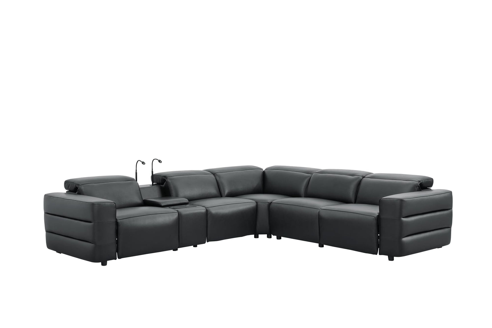 Holly Black Italian Leather 6-Piece Power Reclining Corner Sectional with Console view 5