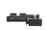 Holly Black Italian Leather 6-Piece Power Reclining Corner Sectional with Console view 9