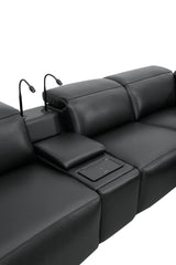Holly Black Italian Leather 6-Piece Power Reclining Corner Sectional with Console view 11
