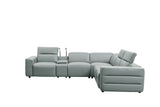 Holly Grey Italian Leather 6-Piece Power Reclining Corner Sectional with Console view 3