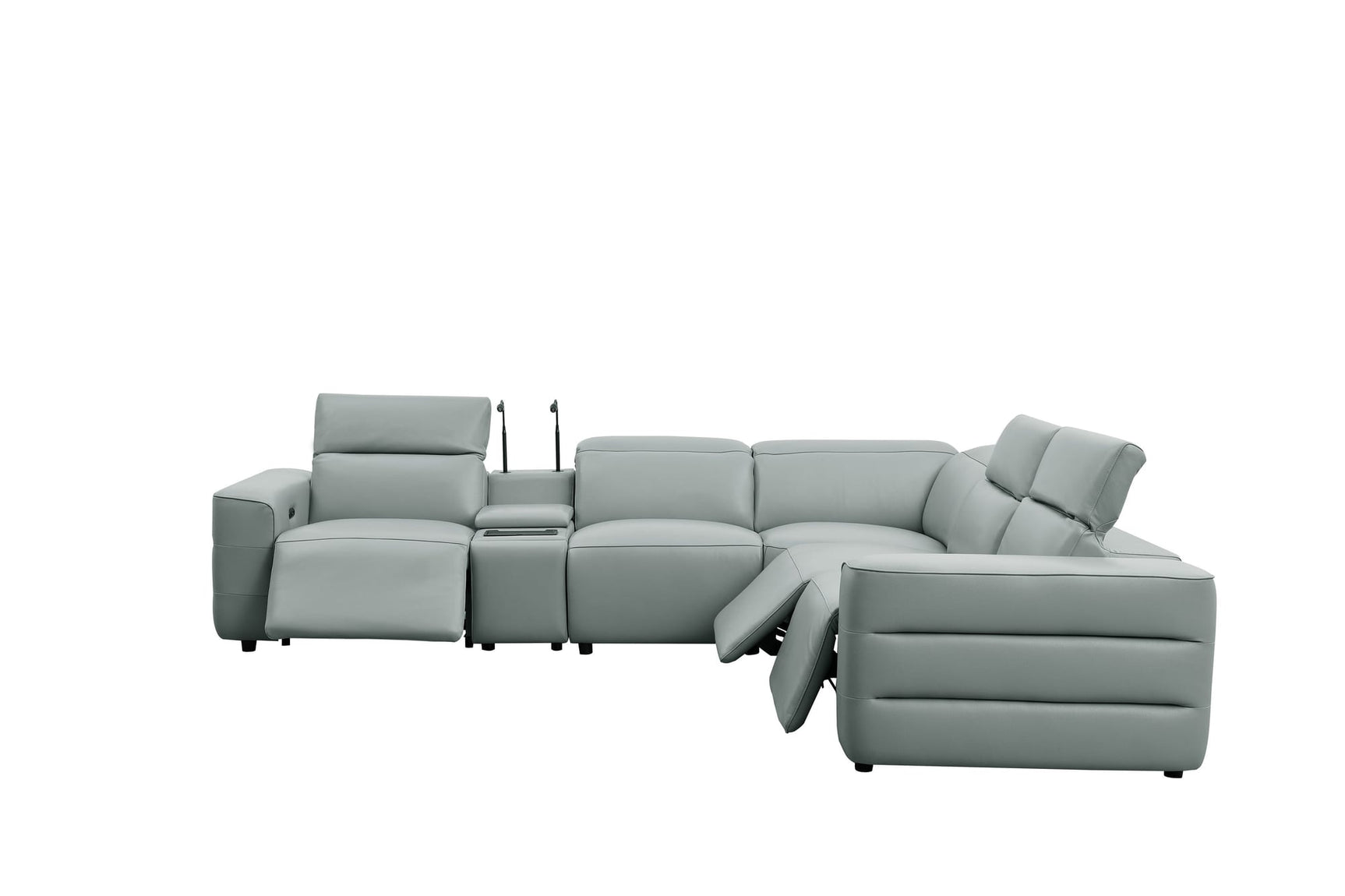 Holly Grey Italian Leather 6-Piece Power Reclining Corner Sectional with Console view 5