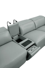 Holly Grey Italian Leather 6-Piece Power Reclining Corner Sectional with Console view 8