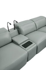 Holly Grey Italian Leather 6-Piece Power Reclining Corner Sectional with Console view 12