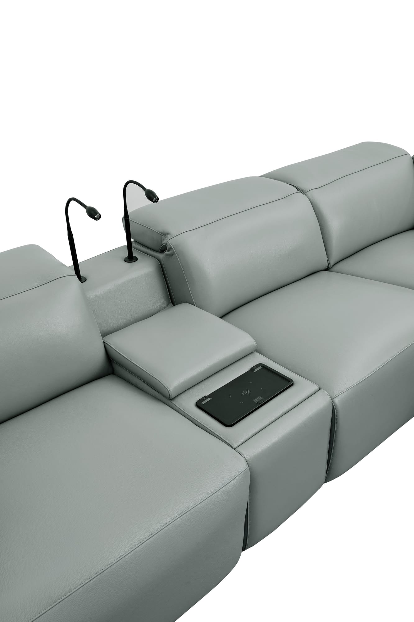 Holly Grey Italian Leather 6-Piece Power Reclining Corner Sectional with Console view 12