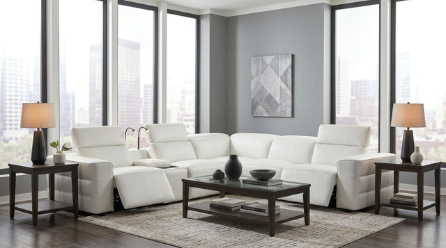 Holly White 6-Piece Italian Leather Power Reclining Sectional with Console from Decor Furniture