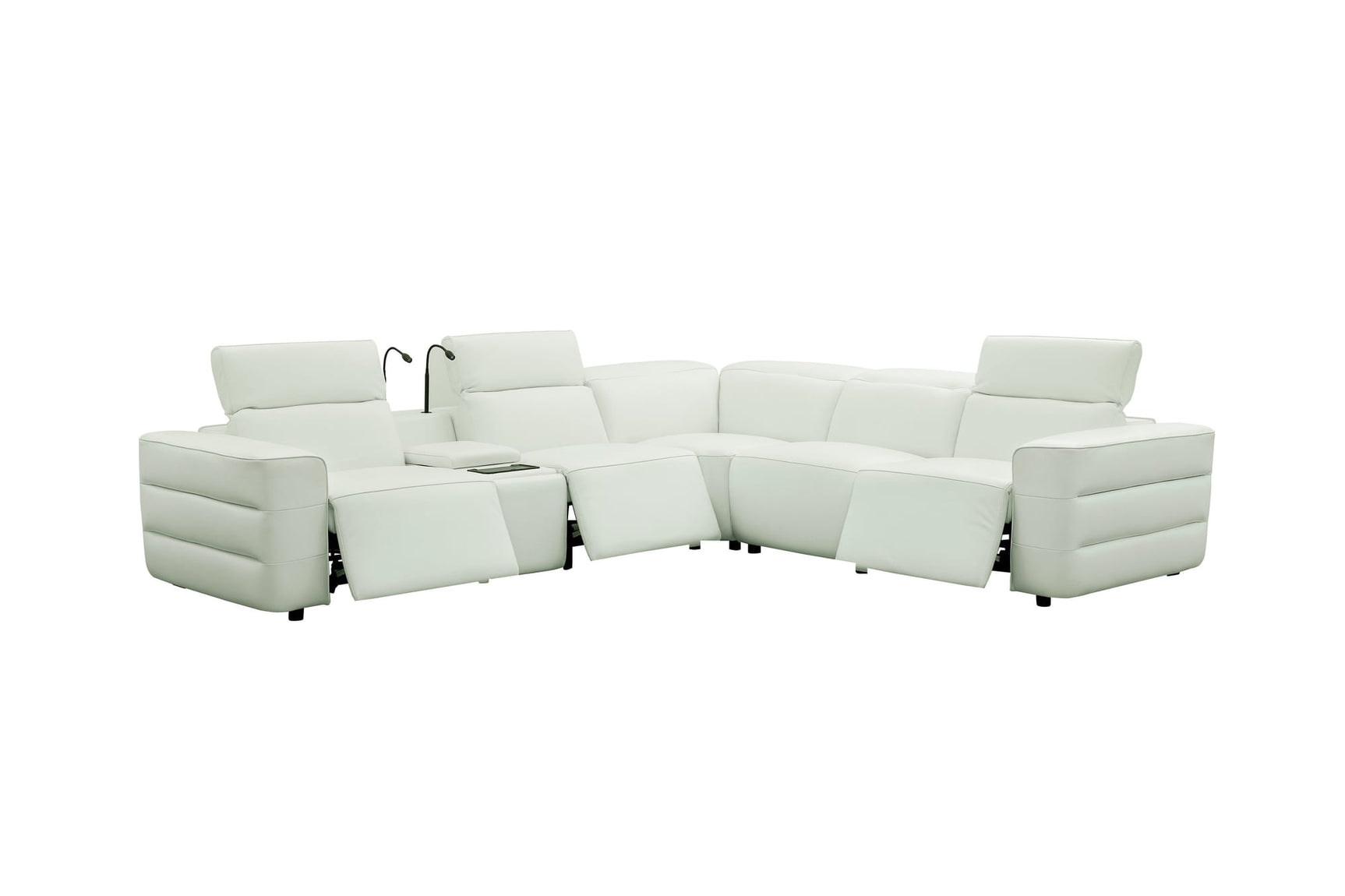 Holly White 6-Piece Italian Leather Power Reclining Sectional with Console view 2