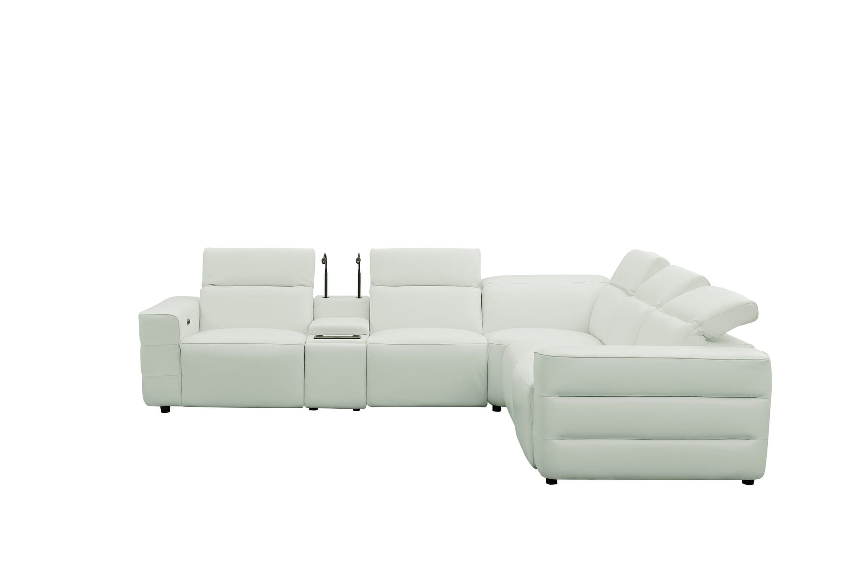 Holly White 6-Piece Italian Leather Power Reclining Sectional with Console view 3