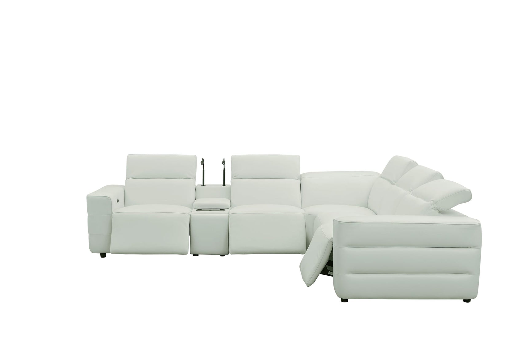 Holly White 6-Piece Italian Leather Power Reclining Sectional with Console view 4