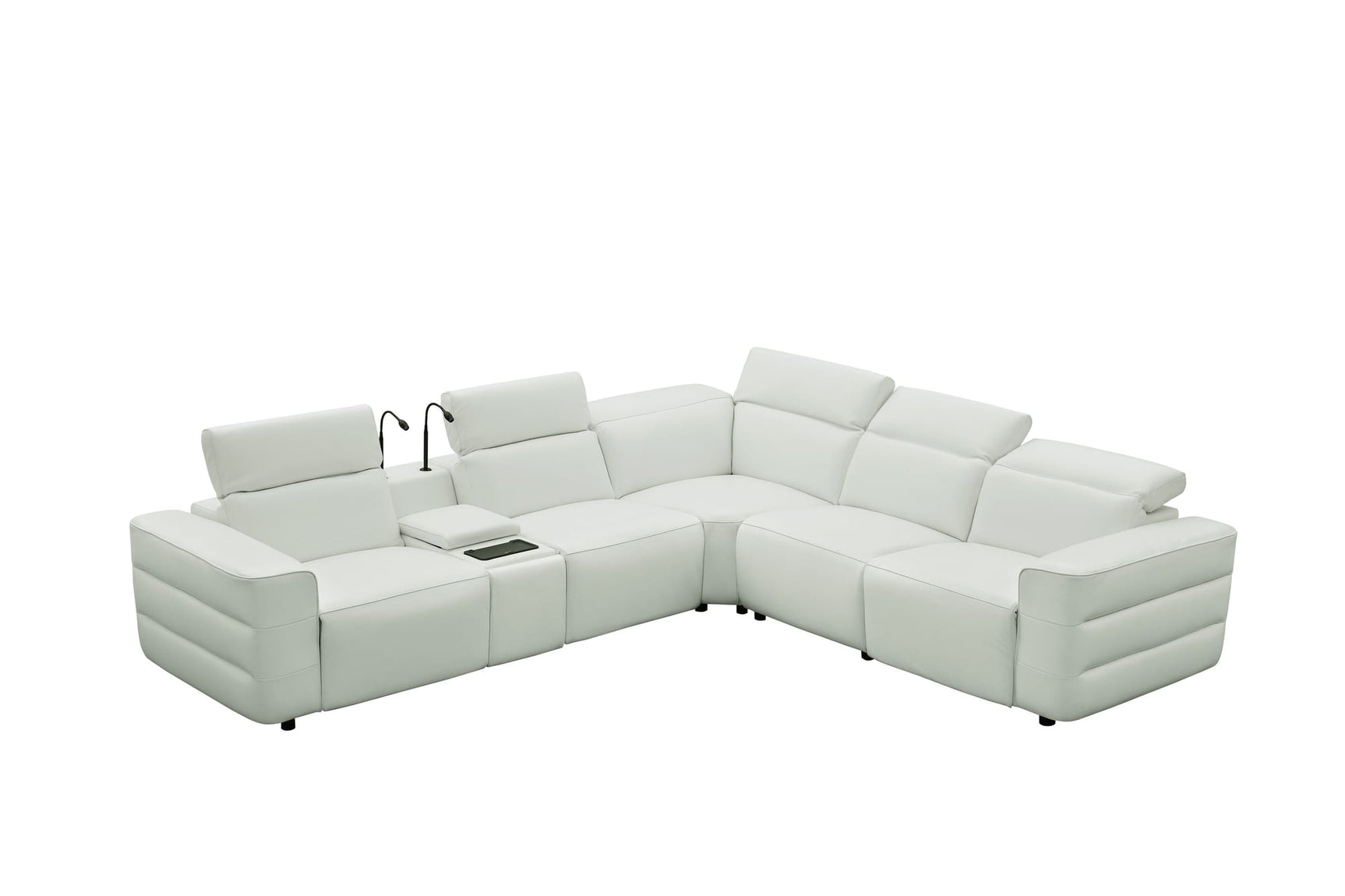 Holly White 6-Piece Italian Leather Power Reclining Sectional with Console view 9