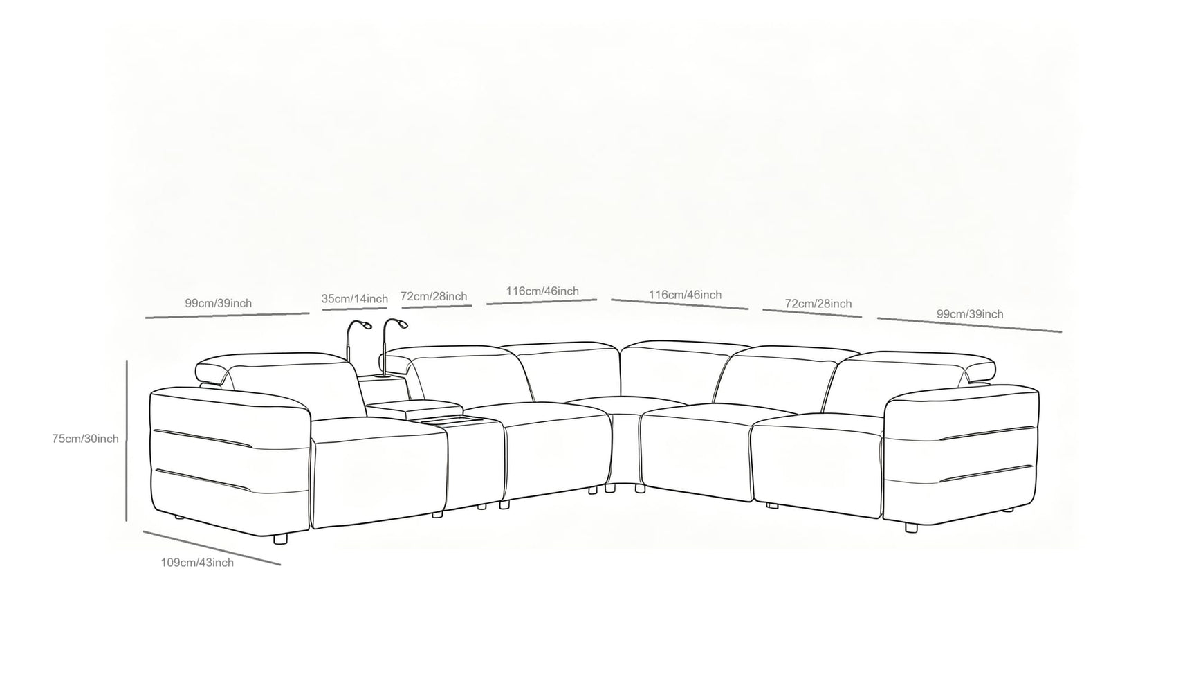 Holly White 6-Piece Italian Leather Power Reclining Sectional with Console view 20