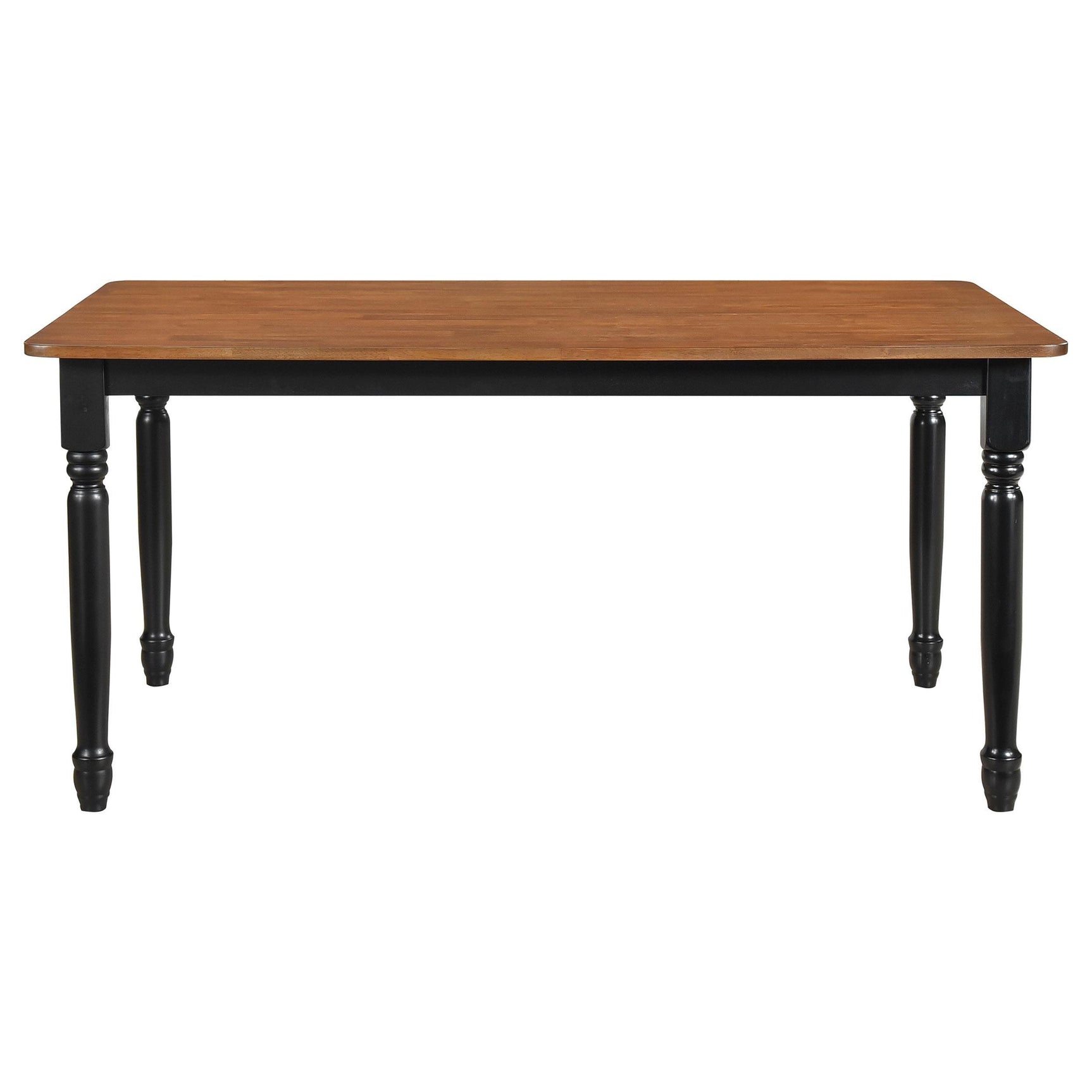Wood dining table with turned legs and two-tone finish
