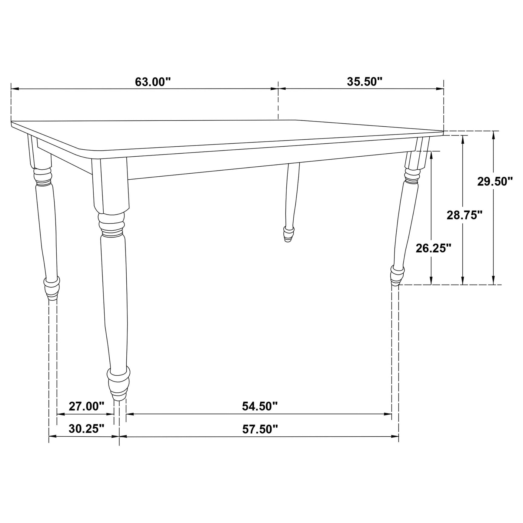 Four-seater traditional dining table overall view