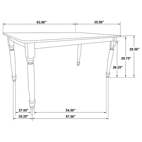 Four-seater traditional dining table overall view