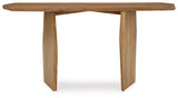 Close-up of irregular natural wood top on Holward sofa table