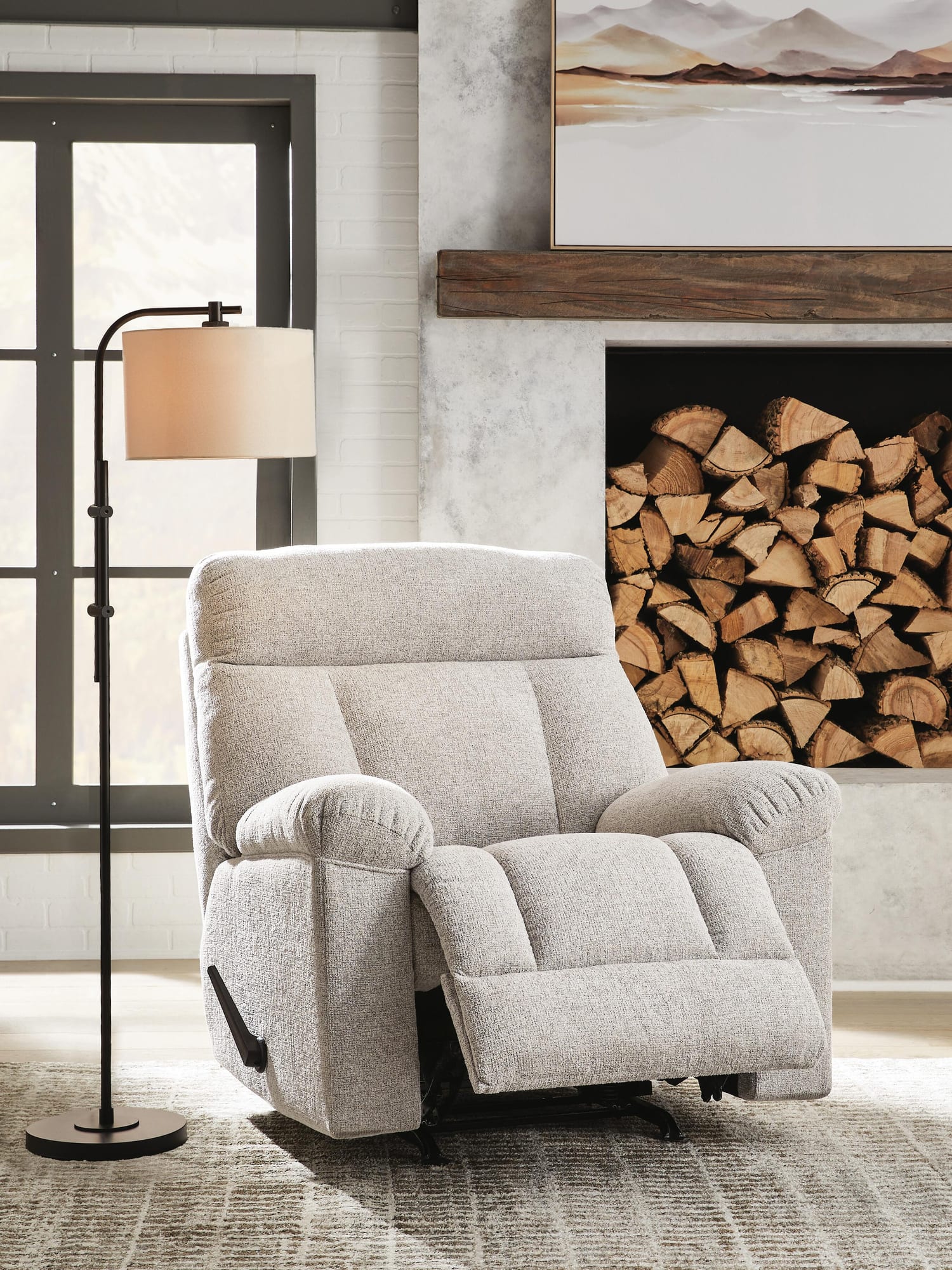 Hoyne Park Cobble Stone Performance Fabric,Next-Gen Nuvella™,Chenille Recliner view 7