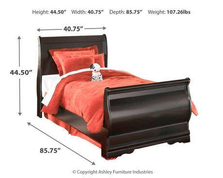 Side profile of Huey Vineyard black bed frame