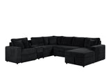 Main view of Hunter Black fabric sectional with Bluetooth speaker and pull-out bed