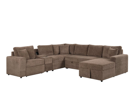 Hunter Mocha Sectional sofa front view in mocha fabric