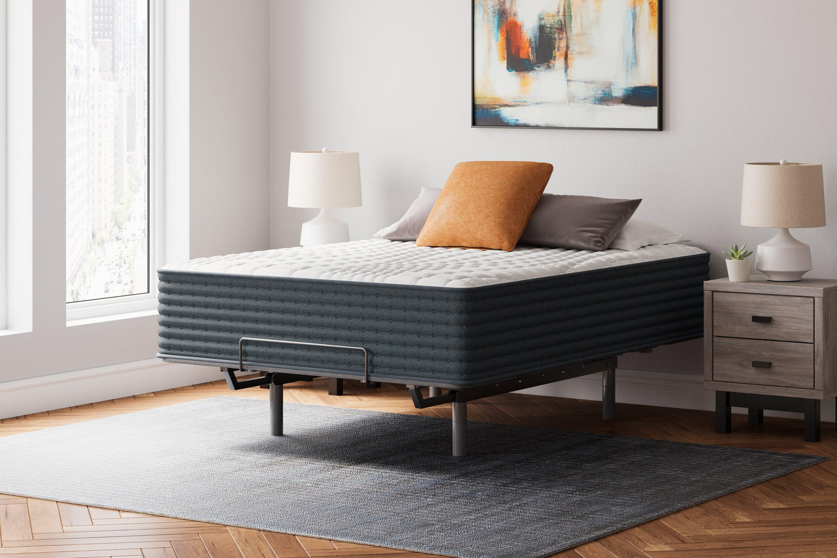 Hybrid 1400 White Queen Mattress opened and expanding