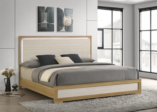 Hyland Eastern King Panel Bed LED Headboard Natural view 2