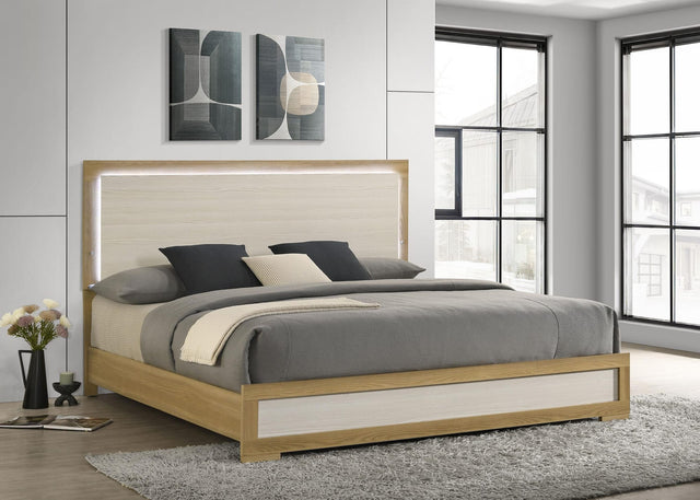 Hyland Eastern King Panel Bed LED Headboard Natural view 2