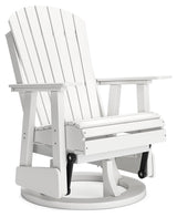 Side angle of Hyland Wave white outdoor swivel glider chair