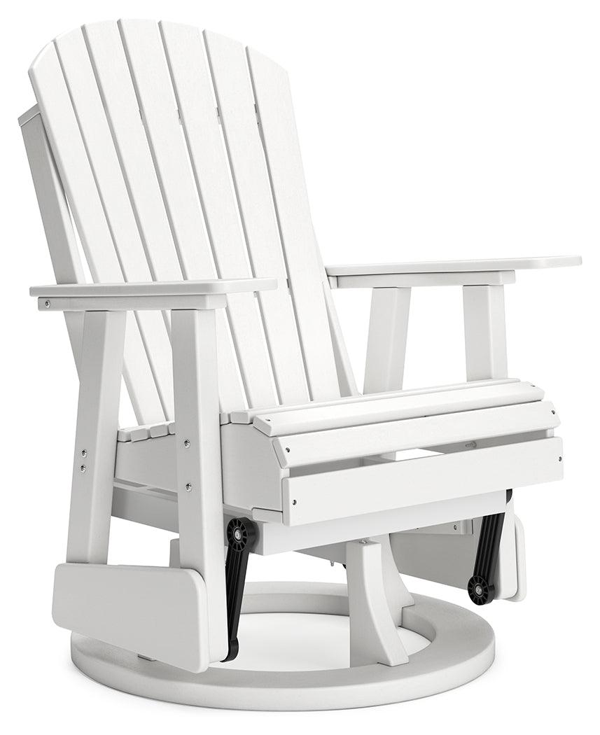 Side angle of Hyland Wave white outdoor swivel glider chair