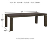 Main view showing table and chairs of Hyndell Dark Brown Rectangular Dining Room Set
