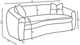 Side view of loveseat showing soft cushioning