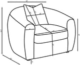Side view showing silhouette and plush cushions of Isabella sofa