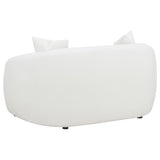 Front view of Isabella 3-piece sofa set with natural faux sheepskin upholstery
