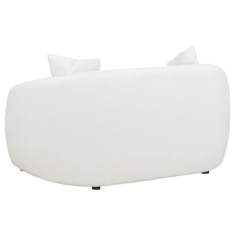 Front view of Isabella 3-piece sofa set with natural faux sheepskin upholstery