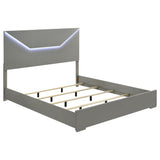 Ives Eastern King Panel Bed LED Headboard Grey High Gloss from Decor Furniture