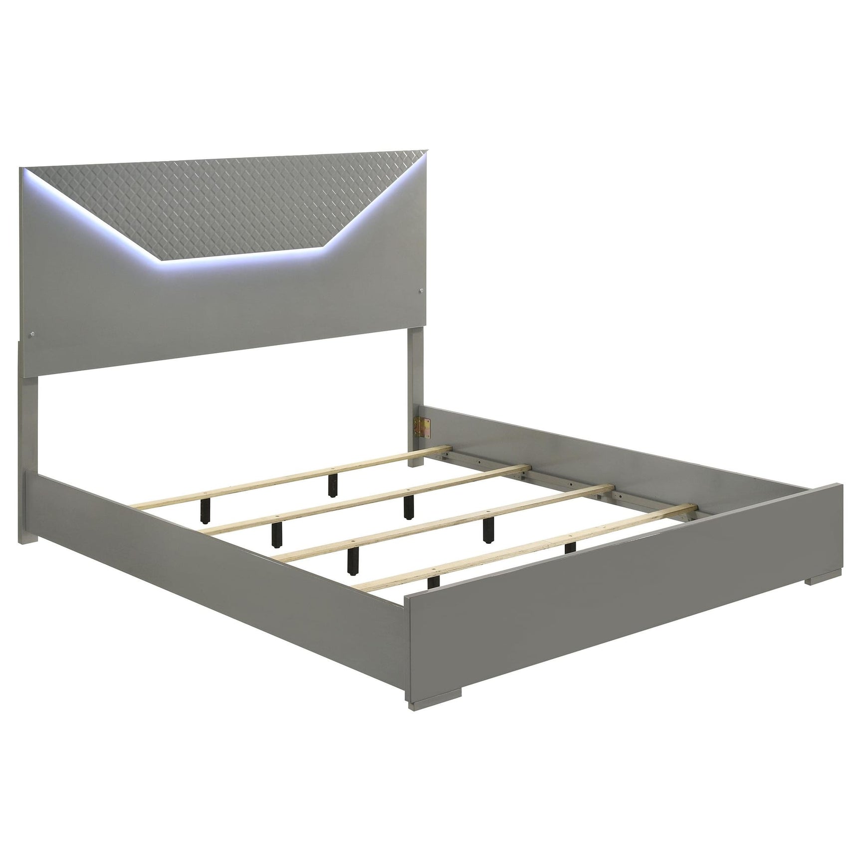 Ives Eastern King Panel Bed LED Headboard Grey High Gloss from Decor Furniture
