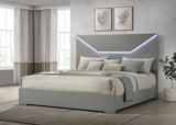 Ives Eastern King Panel Bed LED Headboard Grey High Gloss view 2