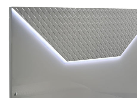 Ives Eastern King Panel Bed LED Headboard Grey High Gloss view 7