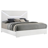 Ives Eastern King Panel Bed LED Headboard White High Gloss view 3