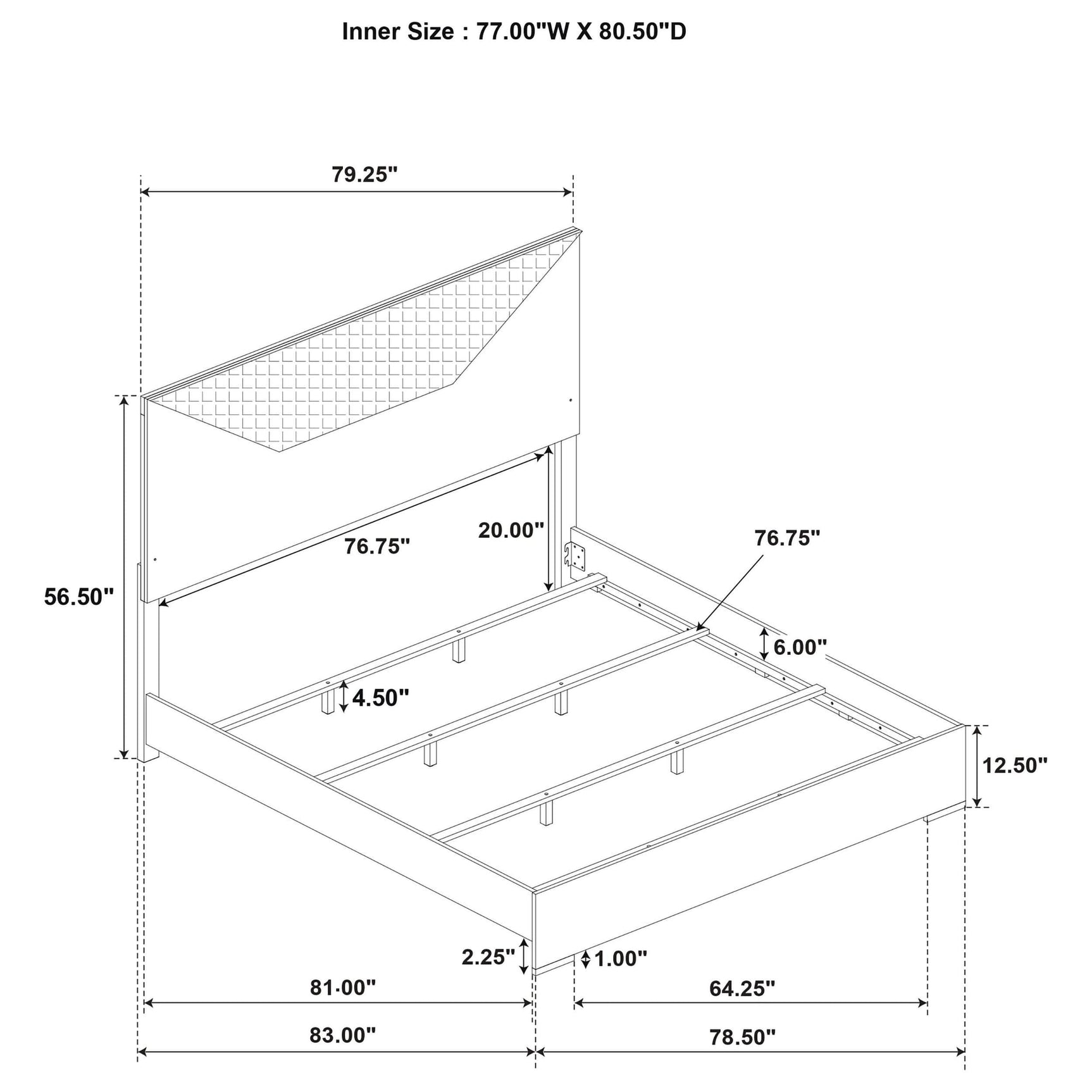 Ives Eastern King Panel Bed LED Headboard White High Gloss view 9