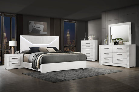 Ives Eastern King Panel Bed LED Headboard White High Gloss view 10