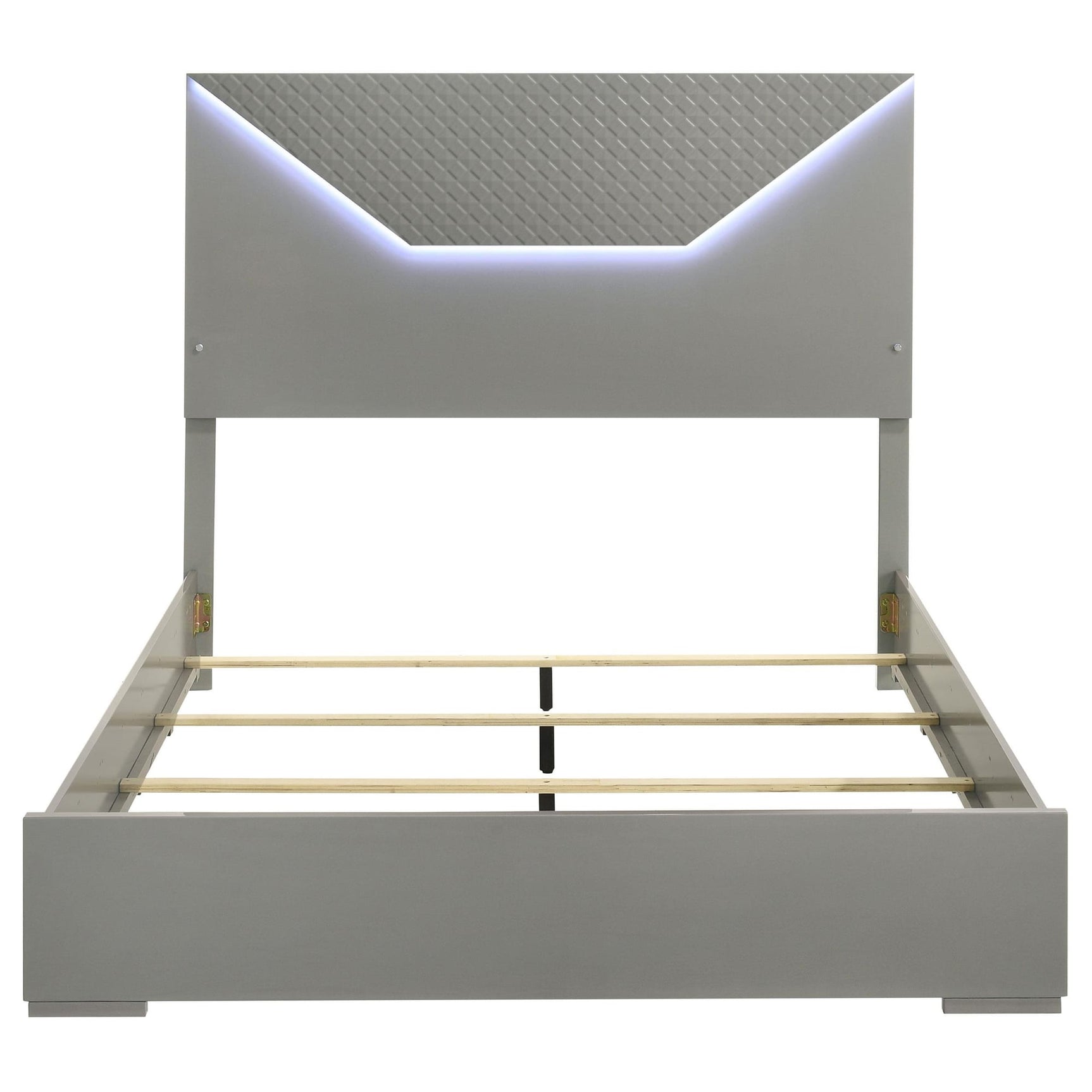Ives Queen Panel Bed LED Headboard Grey High Gloss view 4