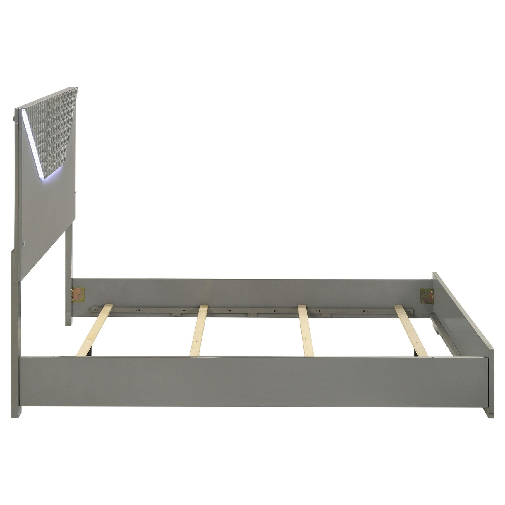 Ives Queen Panel Bed LED Headboard Grey High Gloss view 6