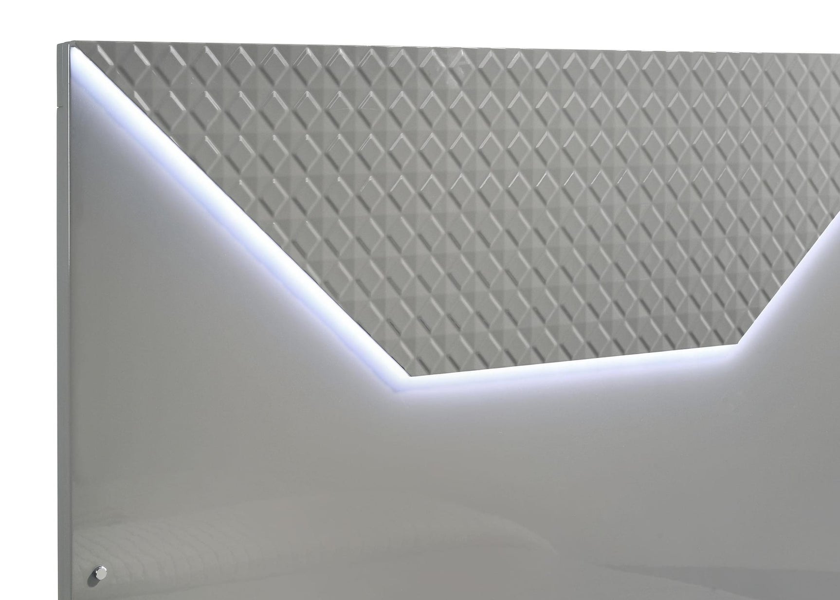 Ives Queen Panel Bed LED Headboard Grey High Gloss view 7